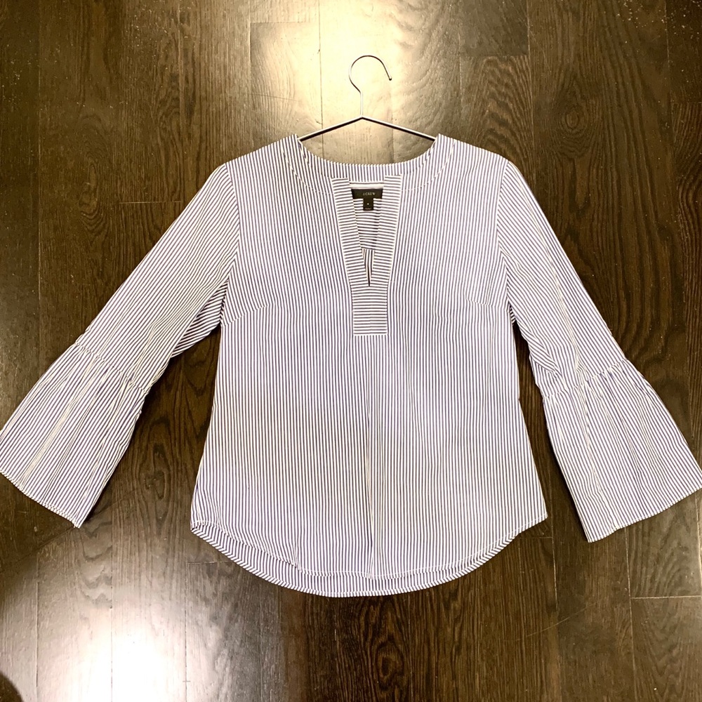 Blue and White Popover Blouse